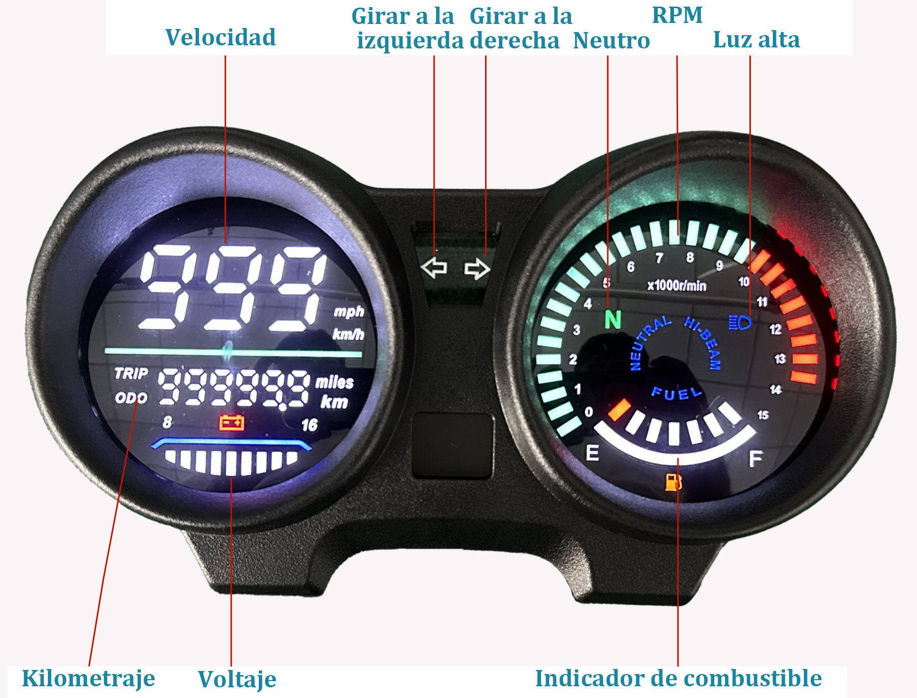 digital tablero para moto velocimetro tacometro for（Honda CG 150 Titan CG 150 Fan ESI）