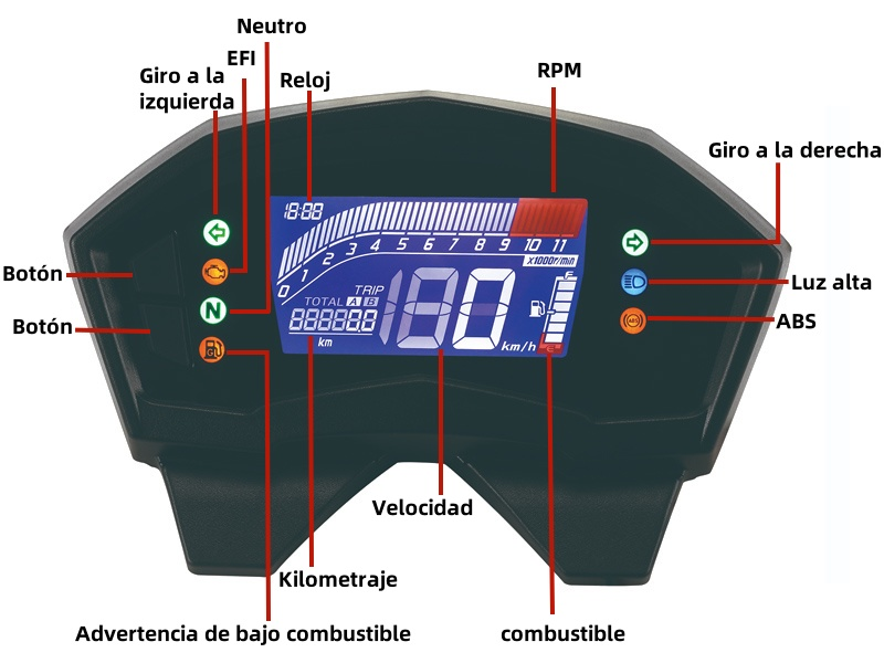 digital tablero para moto velocimetro tacometro for（Honda Cb 250F Twister S/Abs(2016 2017 2018)）