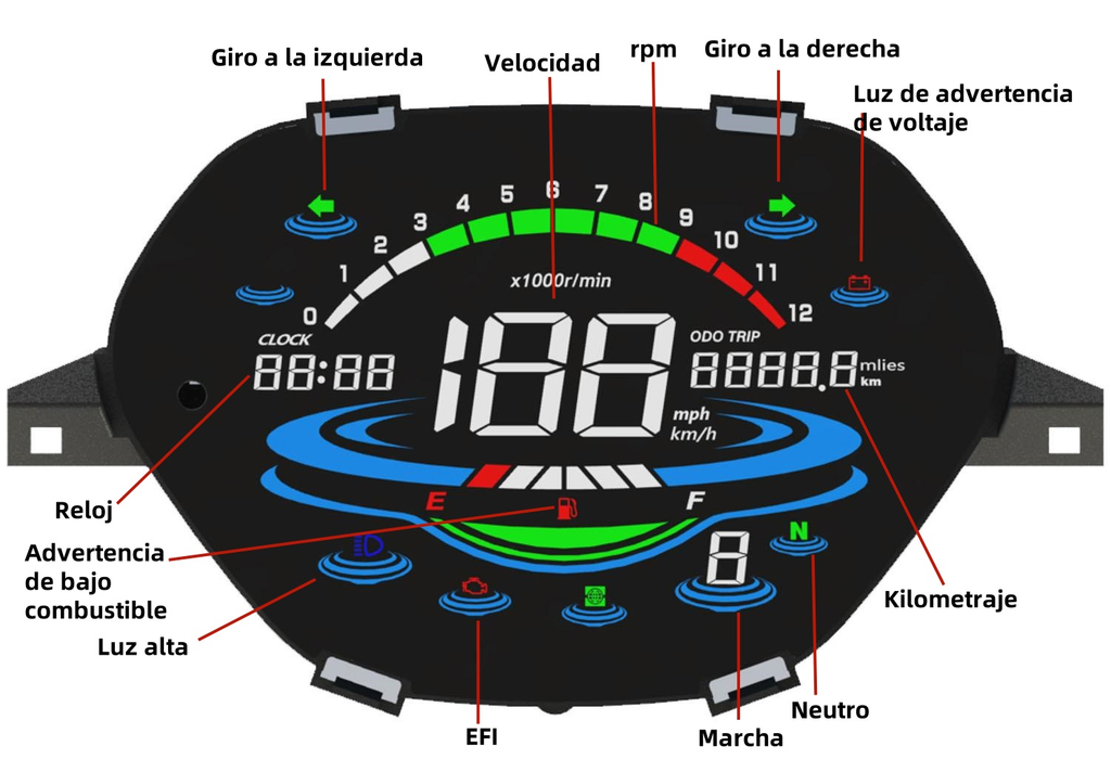 digital tablero para moto velocimetro tacometro for（Honda Wave Alpha 100、 Honda EX5 Class 1 / CX / DX 、Wave CX Alpha tahun、Wave110 DX、、Shineray Phoenix 50、AKT 110）