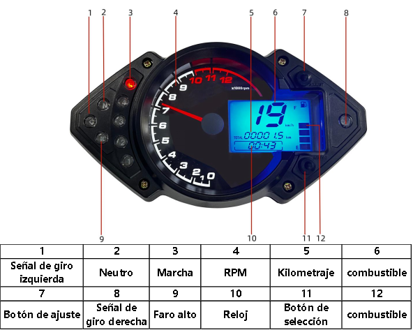 digital tablero para moto velocimetro tacometro for（Keeway RKS 100cc 2v、 RKS 125、 Benelli VLM 150、 Vigorey VLR 200、 Keeway RSK 150、  Keeway RKS 150 GS poste）r