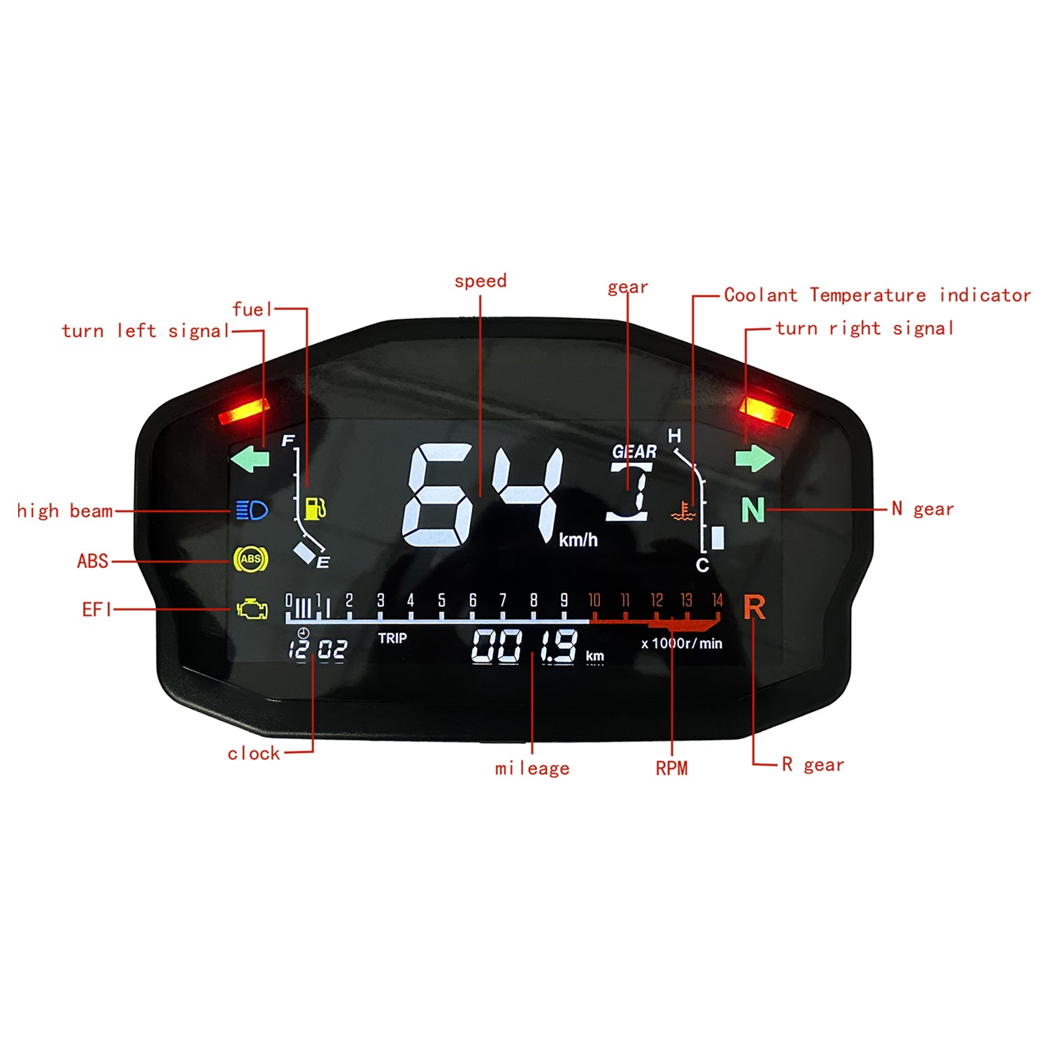 universal digital tablero para moto velocimetro tacometro for（Ducati，Kawasaki，Yamaha，Bera BR150, TX200, Arsen 150, Skygo 150，Honda CG125/150, Titan, CGL, XR，UM, Empire Keeway）