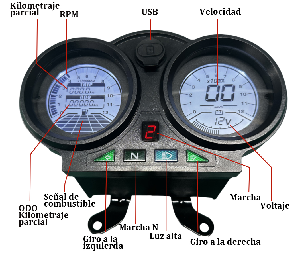 digital tablero para moto velocimetro tacometro for（Bera SBR150(Bera Moto 150cc CG)）