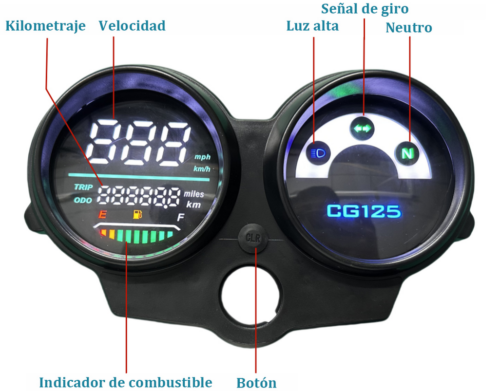 digital tablero para moto velocimetro tacometro for（Honda CG 125 Titan/Titan KSE、Honda Fan 125 Es/Hero  Splendor Plus、Honda Deluxe 125）