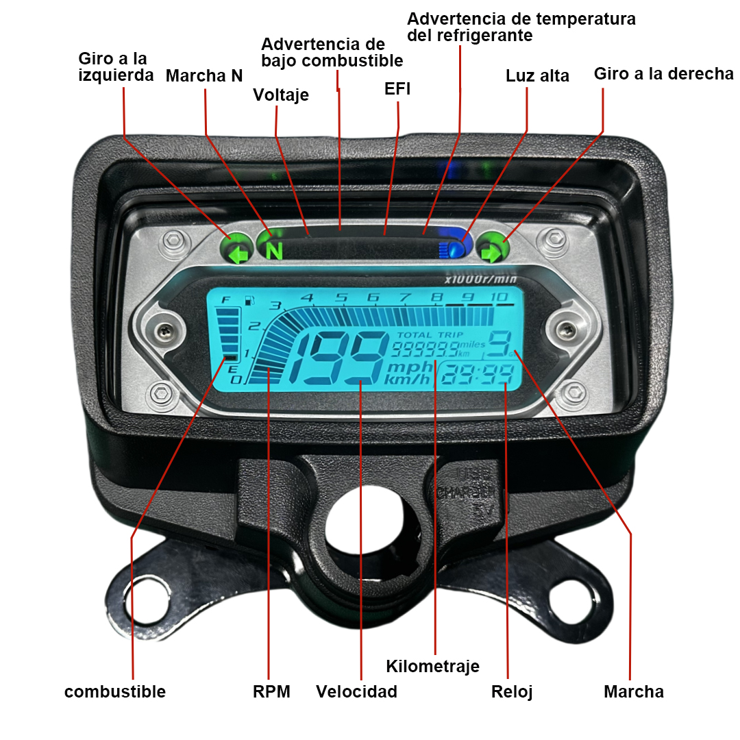 digital tablero para moto velocimetro tacometro for（CG125 （Honda CG125、Honda TMX125、  RUSI Macho Tc 125/150、Skygo Prince 125）、Velocímetro Italika Ex125 Forza 125 Ft125）