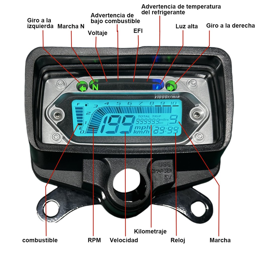 digital tablero para moto velocimetro tacometro for（CG125 （Honda CG125、Honda TMX125、  RUSI Macho Tc 125/150、Skygo Prince 125）、Velocímetro Italika Ex125 Forza 125 Ft125）