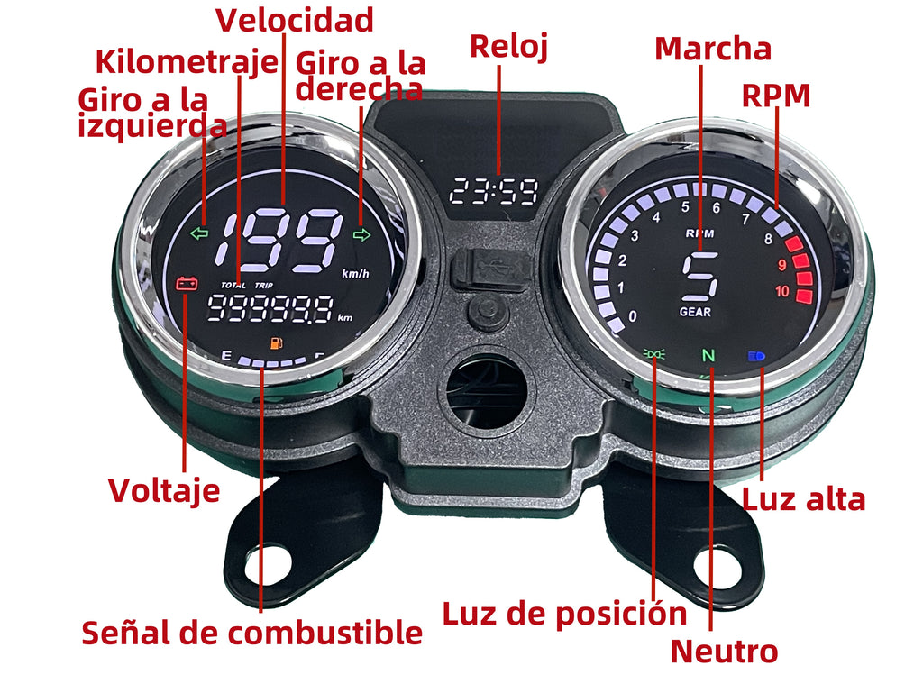digital tablero para moto velocimetro tacometro for（GN125、CM125、Italika Dt 125、italika ft 150、Suzuki GN 125、Italika Rc200、Ek Express 2024、Super Gato 150、CG 250、NUEVO TAURO 200cc、VENTO Ryder 150 、Kenton GL 200）