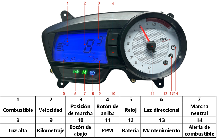 digital tablero para moto velocimetro tacometro for（TVS Apache RTR 160,TVS Apache RTR 180）