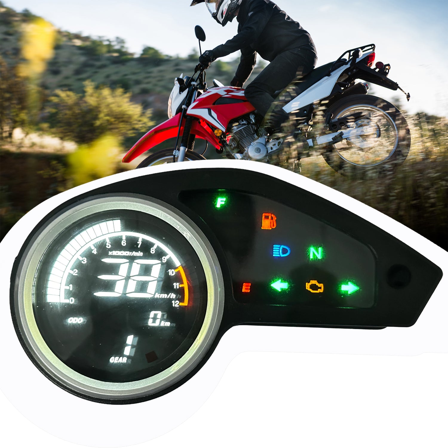 universal digital tablero para moto velocimetro tacometro for（Honda nxr 150,italika DM250X,Victory MRX 125, Vento Crossmax200 Bros，honda XR 150，Italika DM200、Digital XL,XR,MRX Y、Zanella ZR 200）