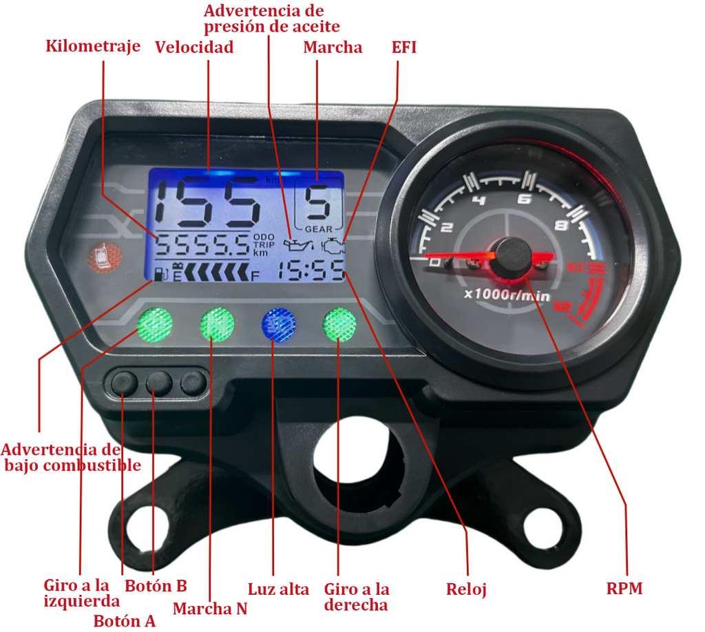 digital tablero para moto velocimetro tacometro for（CG125 （Honda CG125、Honda TMX125、  RUSI Macho Tc 125/150、Skygo 125 ）Bera SBR150、AVA150）
