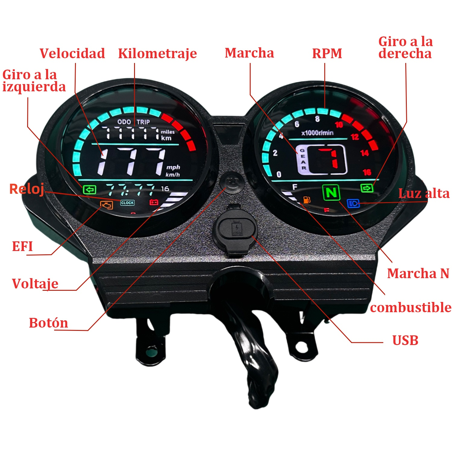digital tablero para moto velocimetro tacometro for （Honda CG 125 deluxe、Honda CG 125 DLX、Italika Forza 150 FT150 Gts、haojue Xpress 125、MOTOTAXI 150、Land Roys RICO LR 150-28、zongshen zs-150、zongshen Chambera 150、zongshen RX150、haojin 200）