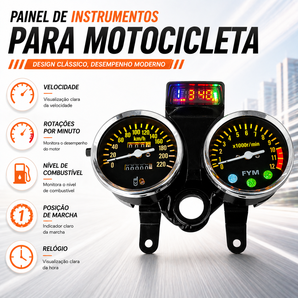 digital tablero para moto velocimetro tacometro for（Suzuki GN 125,Suzuki intruder 125 ED,suzuki gn125 cafe racer、Cruiser 200、CG125）