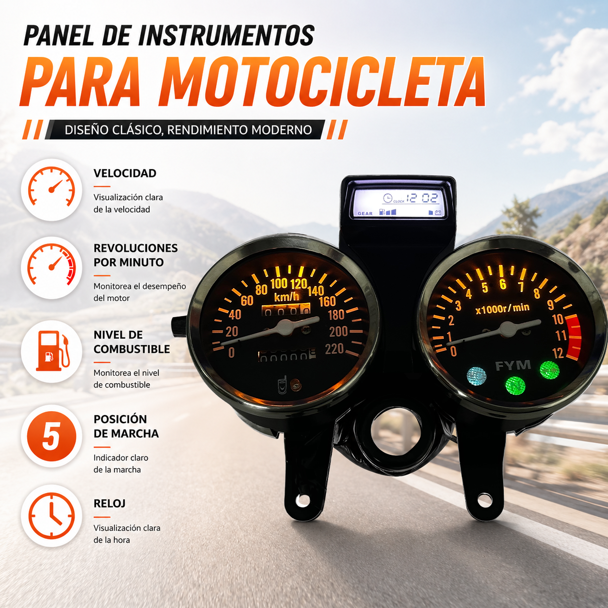digital tablero para moto velocimetro tacometro for（Suzuki GN 125,Suzuki intruder 125 ED,suzuki gn125 cafe racer、CG125、Cruiser 200、Lifan LF125）