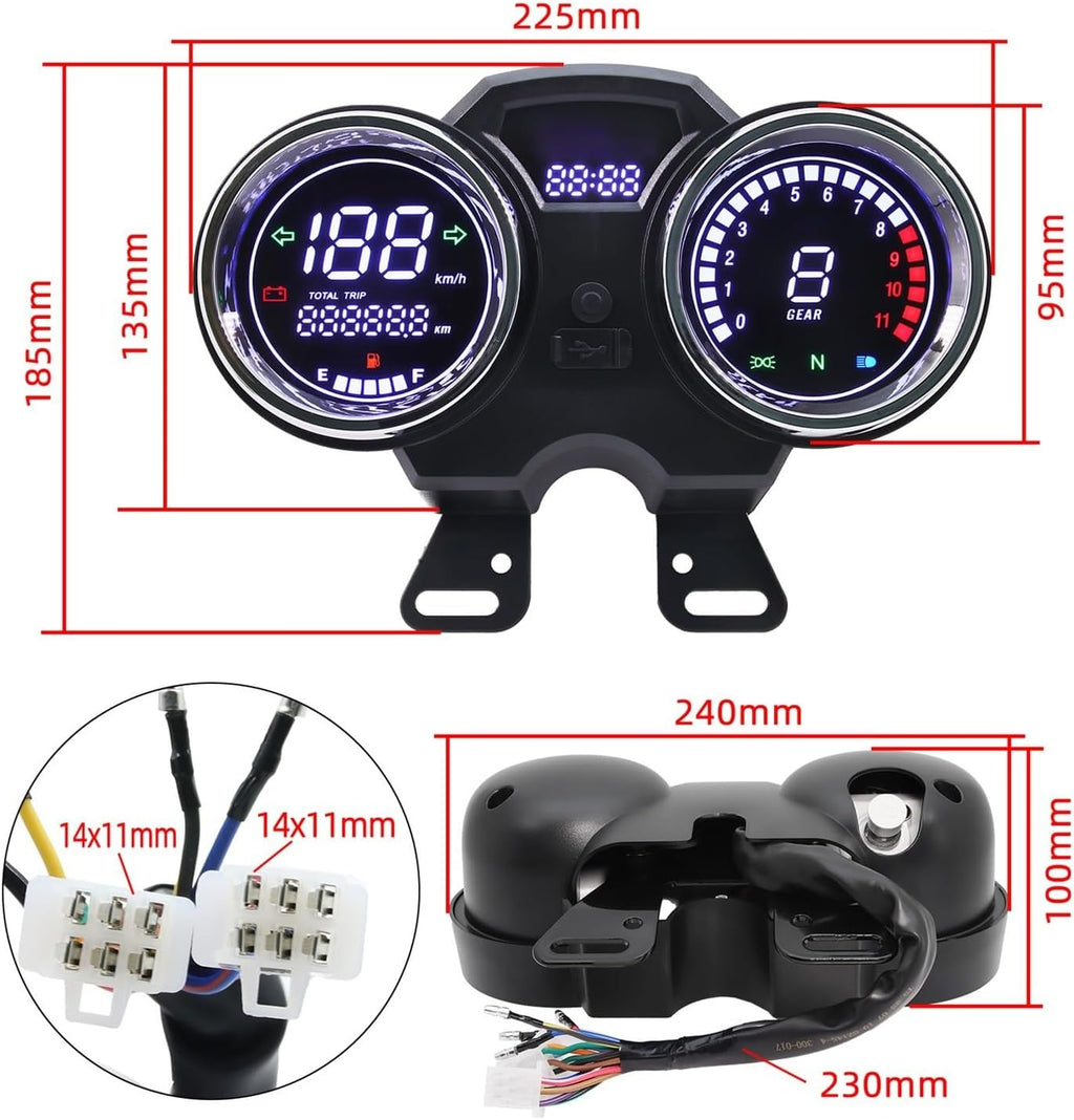universal digital tablero para moto velocimetro tacometro for（ RC200 GN125F Suzuki GN125 GN150 GN 125 EN125 GSX125 QS125 Yes125）