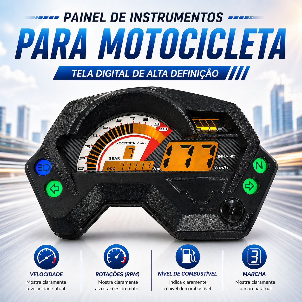 digital tablero para moto velocimetro tacometro for（Yamaha FZ16、FZV1、200cc Tryker Trike Scooter Gas Moped、Romet rxc 125、yamaha fazer 150）