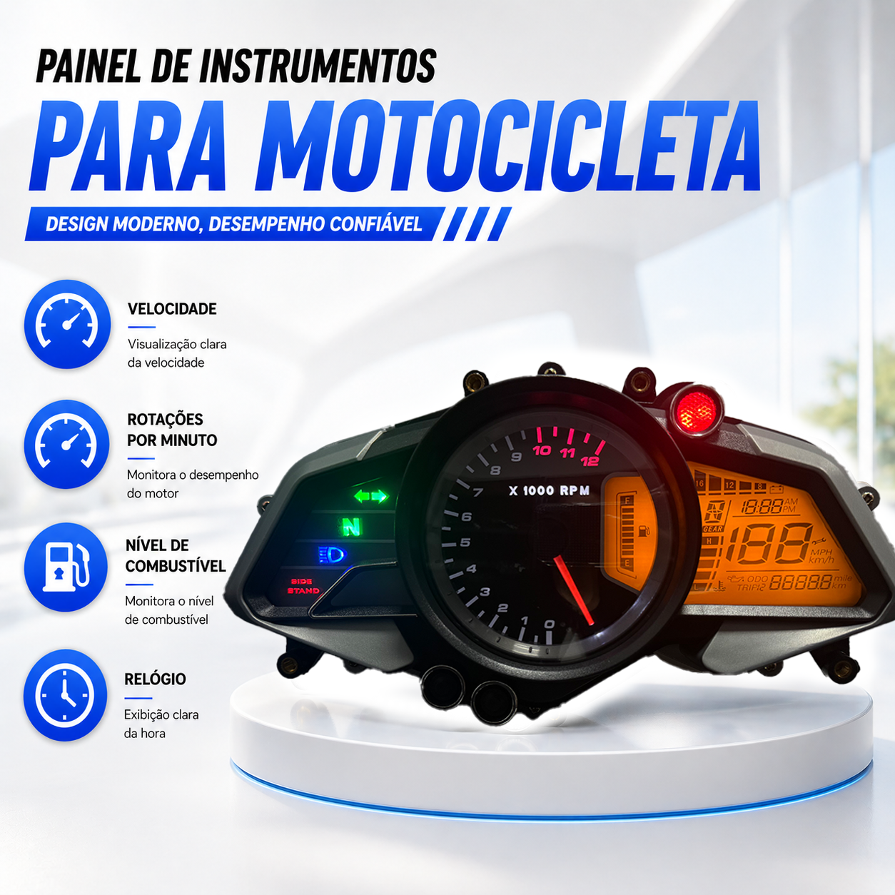 digital tablero para moto velocimetro tacometro for（Bajaj pulsar 200NS， Bajaj pulsar 125NS，Bajaj pulsar 160NS Kawasaki Rouser NS160 Fi Kawasaki Rouser NS150 Kawasaki Rouser RS200）