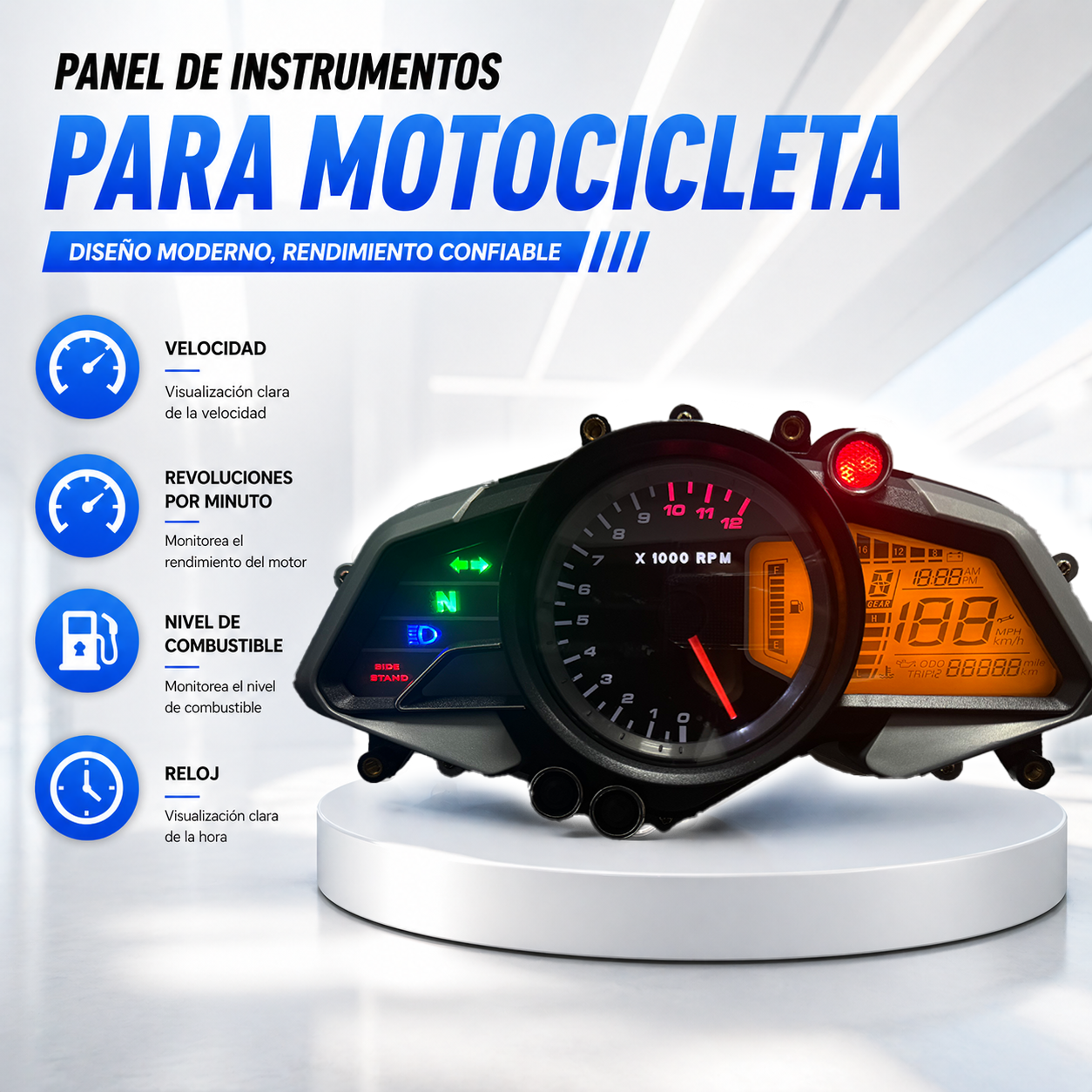digital tablero para moto velocimetro tacometro for（Bajaj pulsar 200NS， Bajaj pulsar 125NS，Bajaj pulsar 160NS Kawasaki Rouser NS160 Fi Kawasaki Rouser NS150 Kawasaki Rouser RS200）