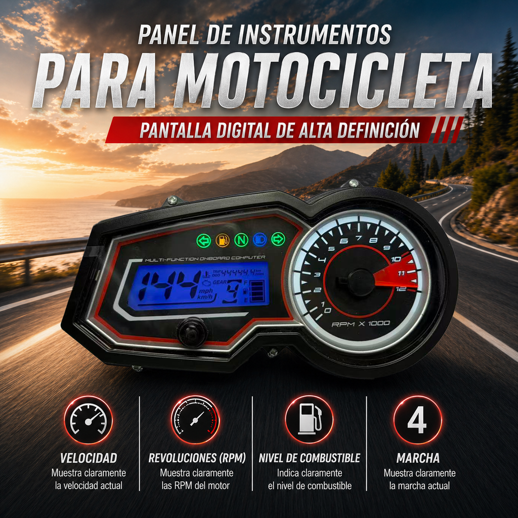 digital tablero para moto velocimetro tacometro for（Vento Lithium 190 cc、 Lithium 150、Hornet GT 200、Mondial 180 Z ONE S 2014-2019、Lexmoto zsx 125cc、Wanxin Rebel 200 2022、Ryuka RK200、FREEDOM F51、Tablero NEXUS 150CG、Akt Ttr 180）