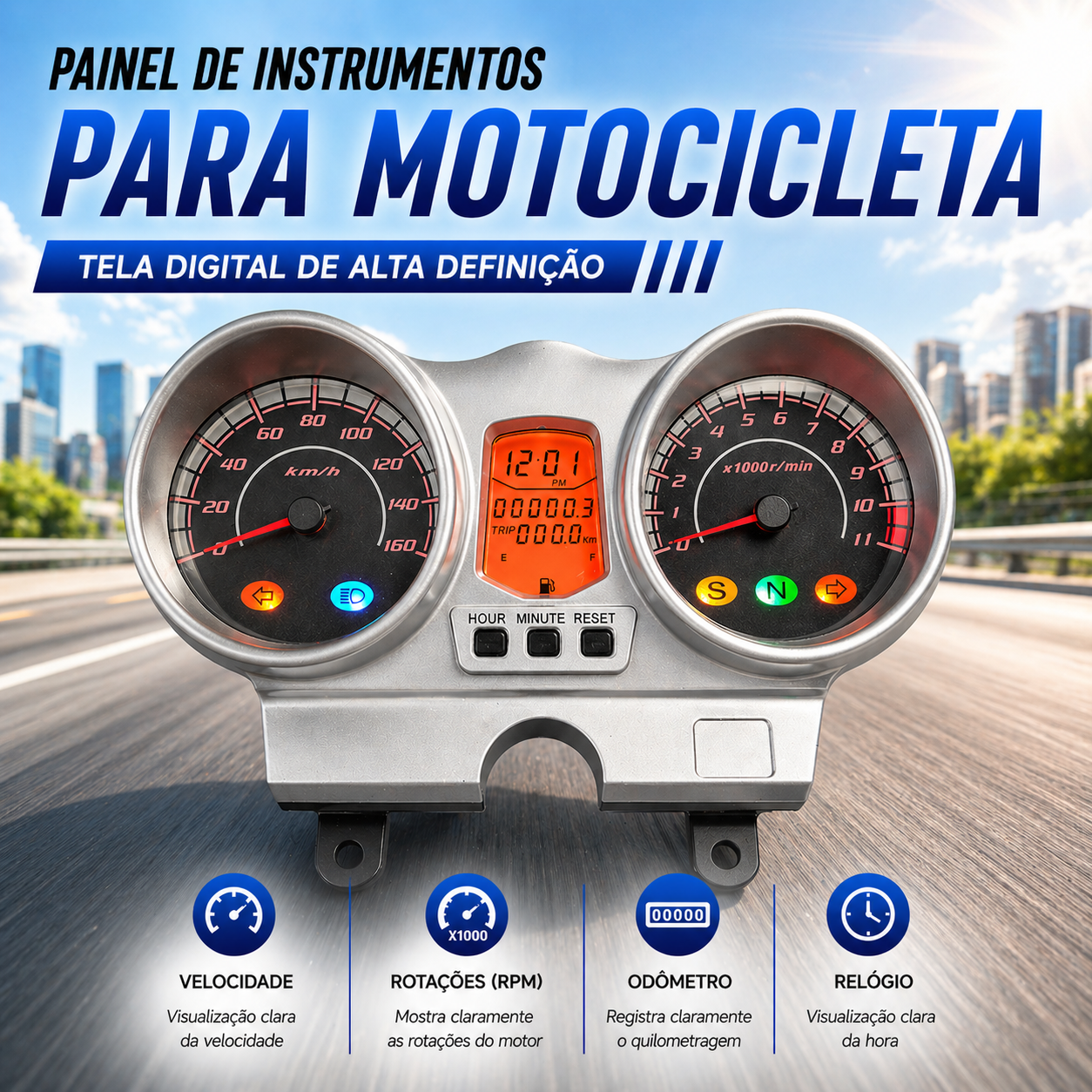 digital tablero para moto velocimetro tacometro for（Honda CBX 250 Twister、CBF250（2004-2012））