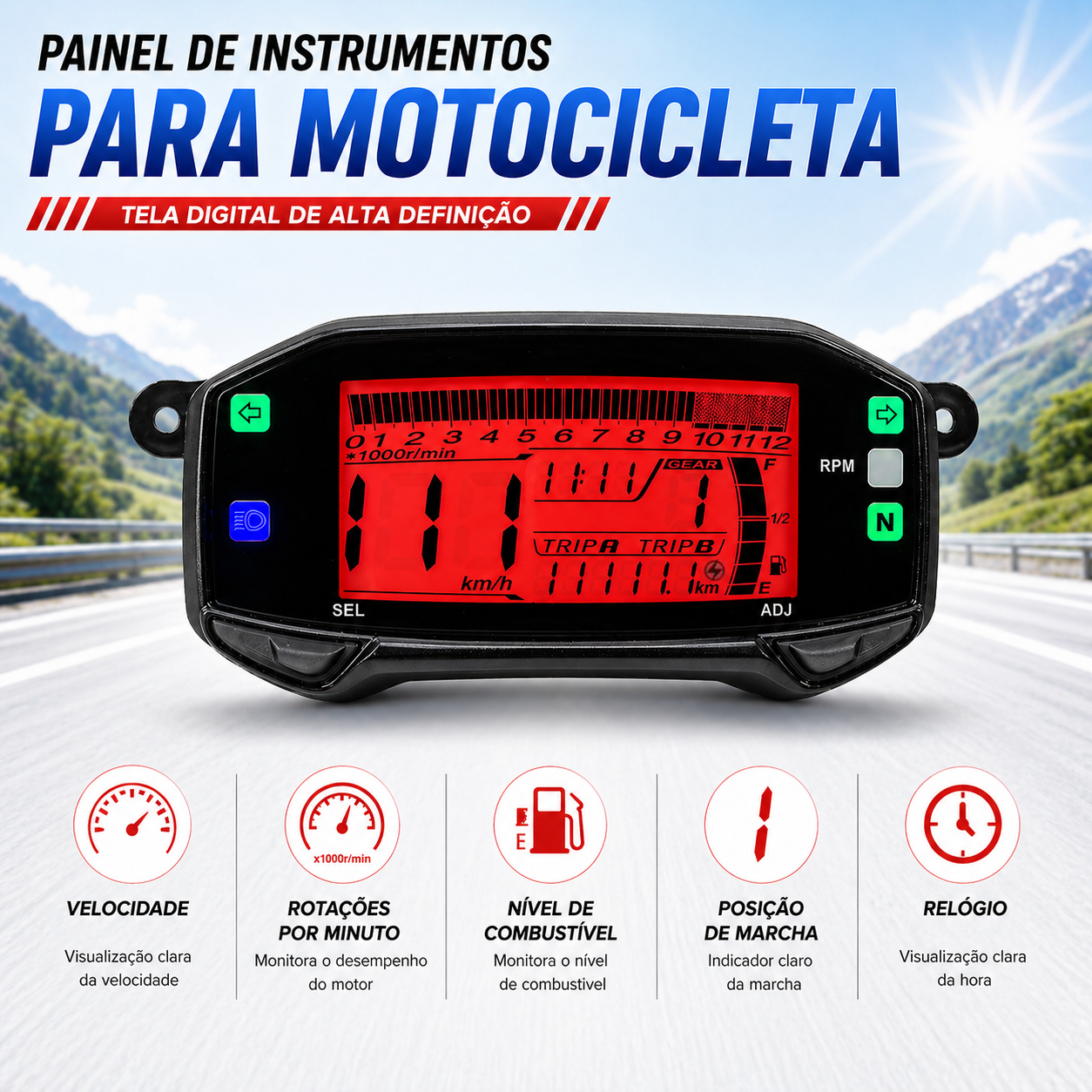 digital tablero para moto velocimetro tacometro for（Suzuki Gixxer150 SF，Gixxer150，suzuki gsx r150，suzuki DR-Z4SM）
