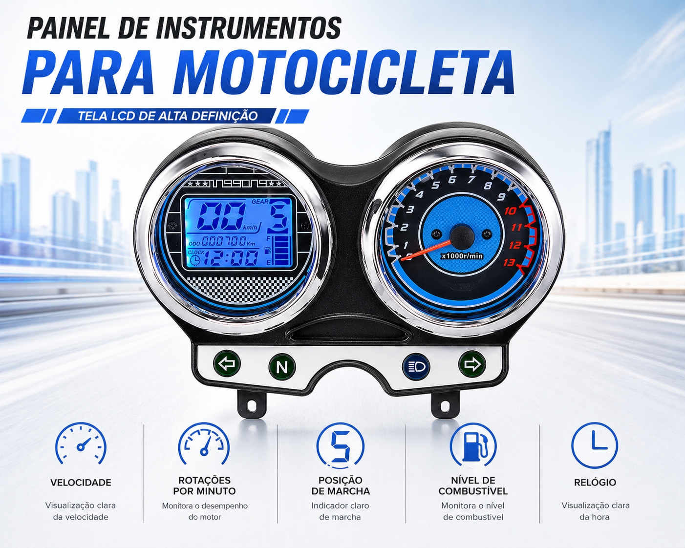 digital tablero para moto velocimetro tacometro for（Suzuki Yes 125、Suzuki En125 En150 Gs125、Suzuki Thunder 125、Suzuki Gsr 150i、suzuki en125-2a，Suzuki RGS 150i）