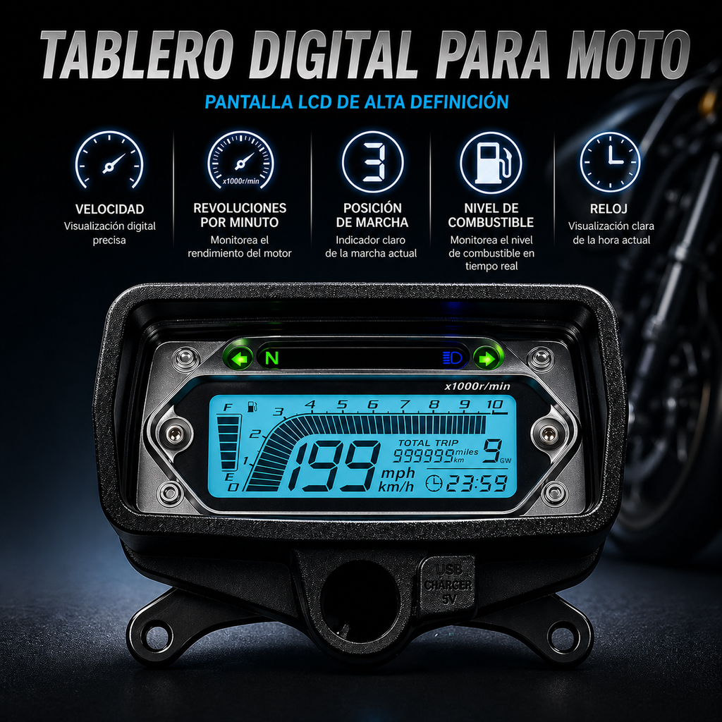 digital tablero para moto velocimetro tacometro for（CG125 （Honda CG125、Honda TMX125、  RUSI Macho Tc 125/150、Skygo Prince 125）、Velocímetro Italika Ex125 Forza 125 Ft125）