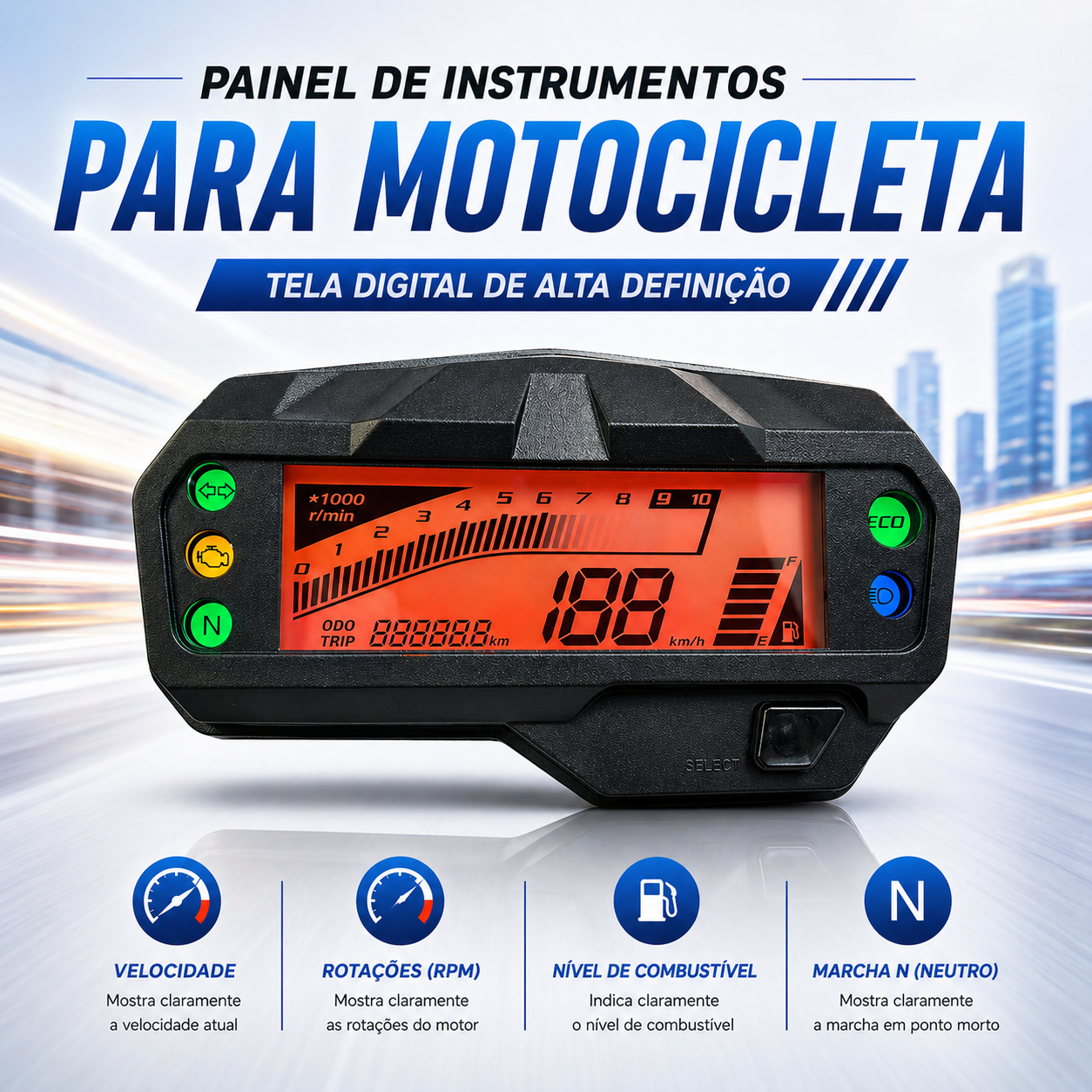 digital tablero para moto velocimetro tacometro for（yamaha Fz Fi V2、Fz s V2、Fzs 150、yamaha FZ FI 150 2.0）
