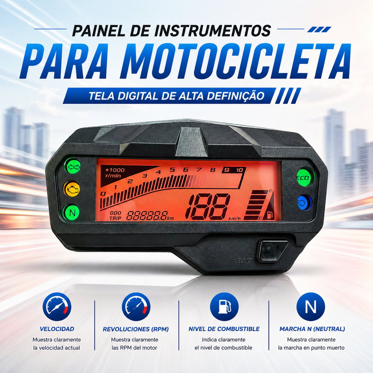digital tablero para moto velocimetro tacometro for（yamaha Fz Fi V2、Fz s V2、Fzs 150、yamaha FZ FI 150 2.0）