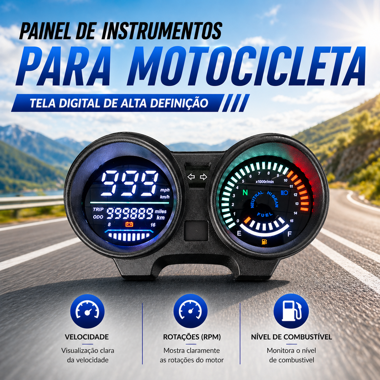 digital tablero para moto velocimetro tacometro for（Honda CG 150 Titan CG 150 Fan ESI）