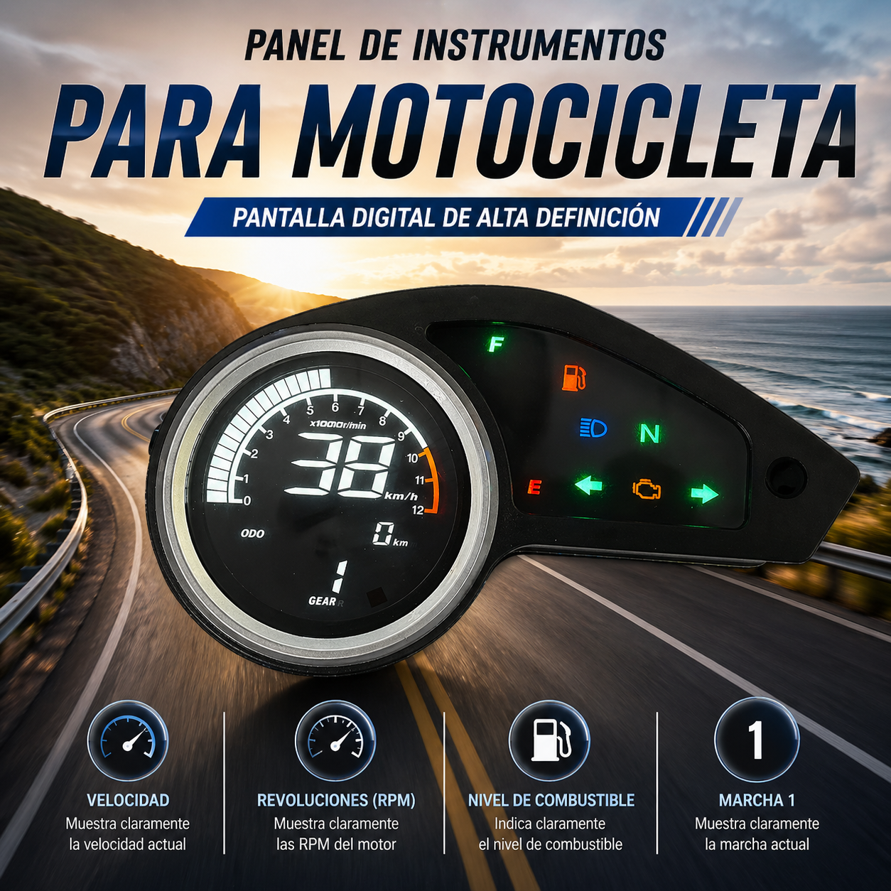 universal digital tablero para moto velocimetro tacometro for（Honda nxr 150,italika DM250X,Victory MRX 125, Vento Crossmax200 Bros，honda XR 150，Italika DM200、Digital XL,XR,MRX Y、Zanella ZR 200）