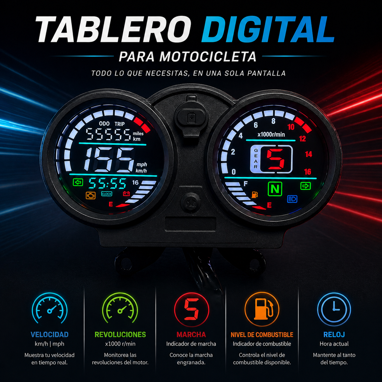 digital tablero para moto velocimetro tacometro for（Bera sbr150）