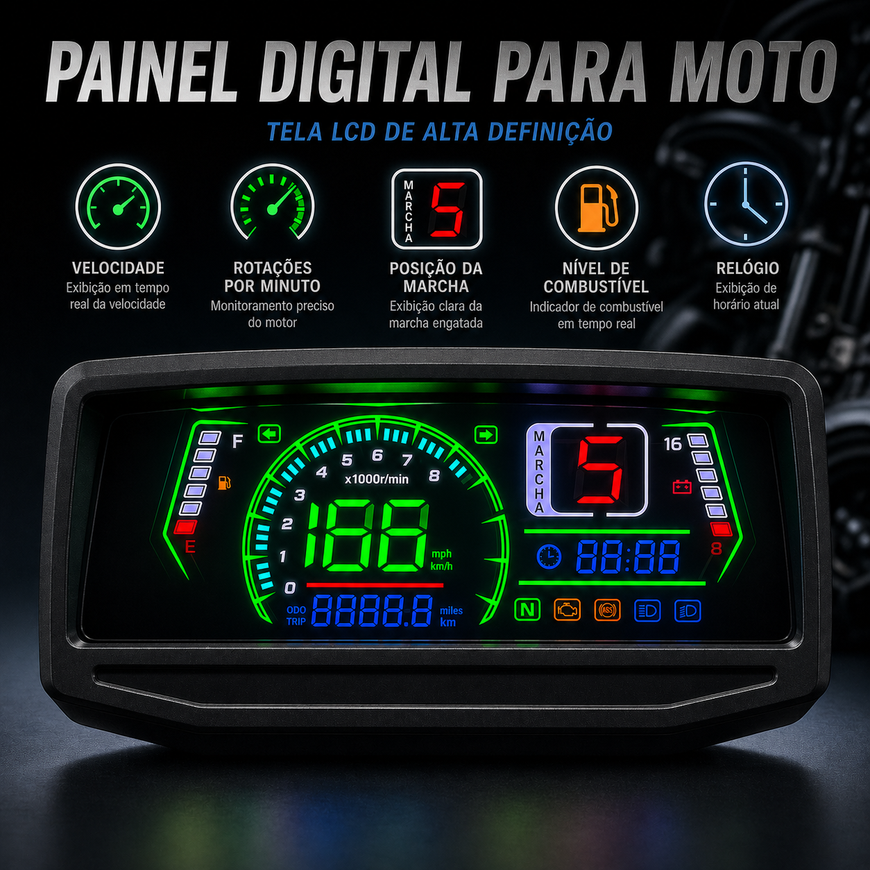 digital tablero para moto velocimetro tacometro for（Wuyang-Honda WY 125, GL PRO125, Keeway Horse 150 150cc、 Honda CGL 125、Wanxin WY 150、Honda GL PRO、Honda GL MAX、ZS150-6、Lifan LF150、HONDA NL125、Velorex VX 125S、WX150-A 150）