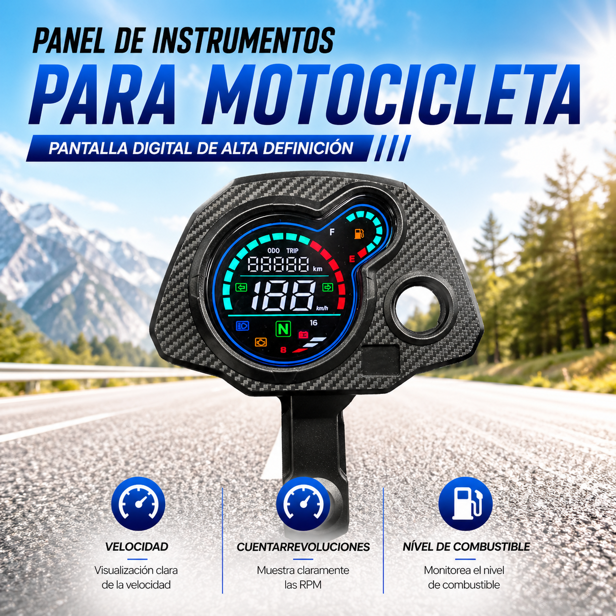 digital tablero para moto velocimetro tacometro for（Honda Navi 110/110cc/B）