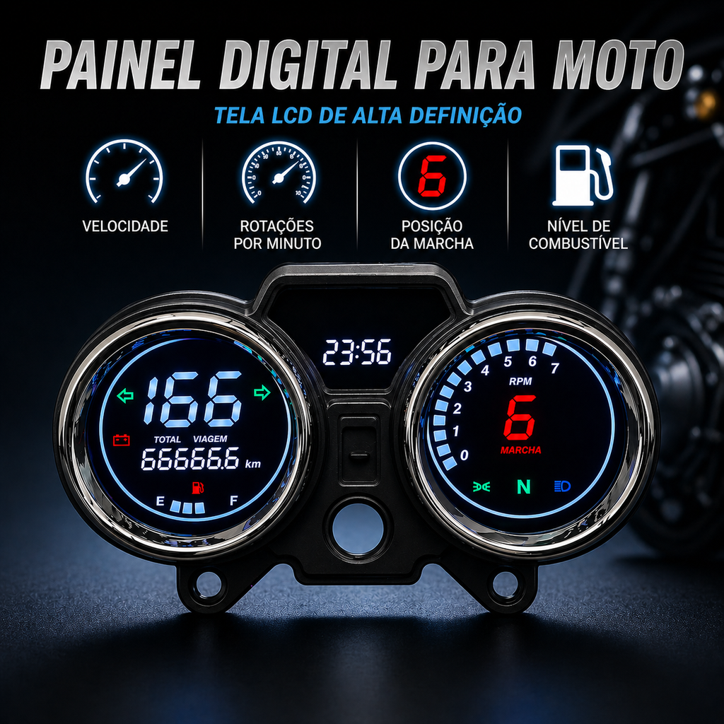 digital tablero para moto velocimetro tacometro for（GN125、CM125、Italika Dt 125、italika ft 150、Suzuki GN 125、Italika Rc200、Ek Express 2024、Super Gato 150、CG 250、NUEVO TAURO 200cc、VENTO Ryder 150 、Kenton GL 200）