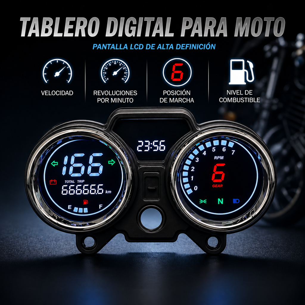 digital tablero para moto velocimetro tacometro for（GN125、CM125、Italika Dt 125、italika ft 150、Suzuki GN 125、Italika Rc200、Ek Express 2024、Super Gato 150、CG 250、NUEVO TAURO 200cc、VENTO Ryder 150 、Kenton GL 200）