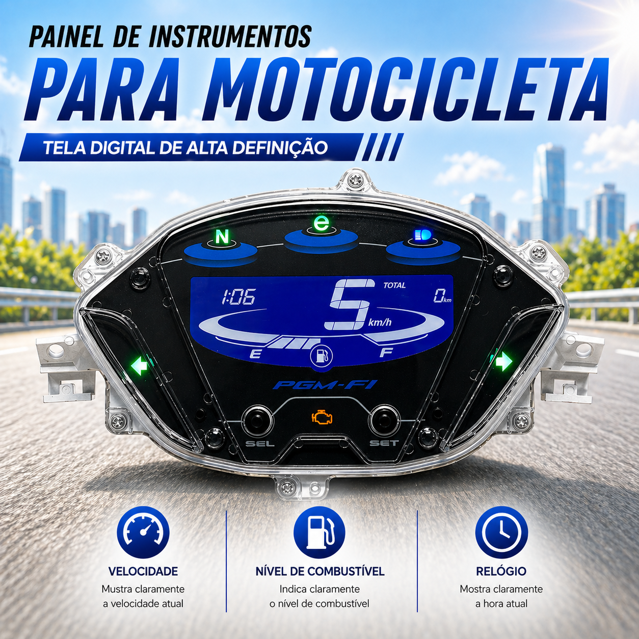 digital tablero para moto velocimetro tacometro for（Honda BIZ 125 EX 2018-2024）