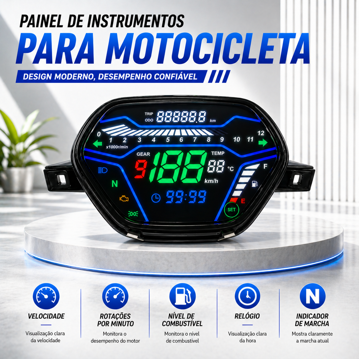 digital tablero para moto velocimetro tacometro for (Honda Wave Alpha 100、 Honda EX5 Class 1 / CX / DX 、Wave CX Alpha tahun、Wave110 DX、Italika At110、Shineray Phoenix 50、AKT 110)